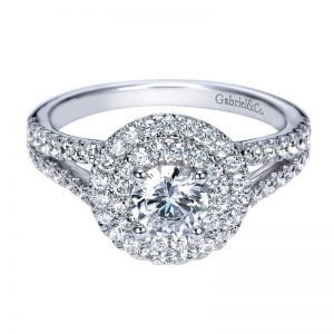 14k White Gold Diamond Double Halo Engagement Ring ER8202W44JJ