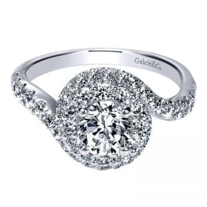 14k White Gold Diamond Double Halo Engagement Ring ER9055W44JJ