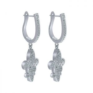 14k White Gold Diamond Drop Earrings EG10112W44JJ