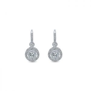 14k White Gold Diamond Drop Earrings EG10839W44JJ