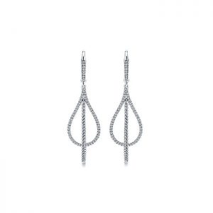 14k White Gold Diamond Drop Earrings EG11377W45JJ