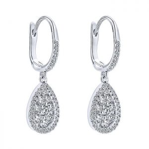 14k White Gold Diamond Drop Earrings EG11722W44JJ