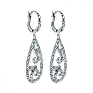 14k White Gold Diamond Drop Earrings EG11809W44JJ