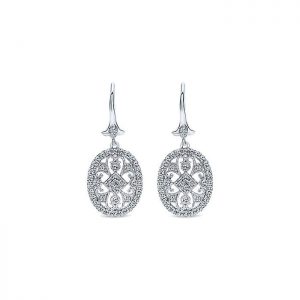 14k White Gold Diamond Drop Earrings EG11930W45JJ
