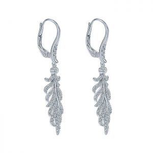 14k White Gold Diamond Drop Earrings EG12192W45JJ