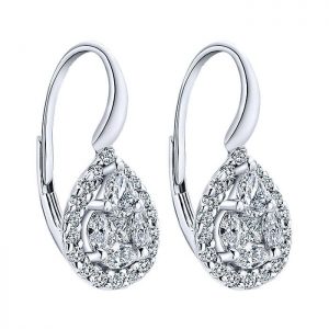14k White Gold Diamond Drop Earrings EG12480W44JJ
