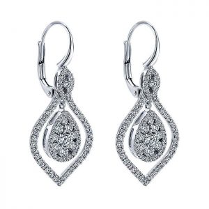 14k White Gold Diamond Drop Earrings EG12491W45JJ