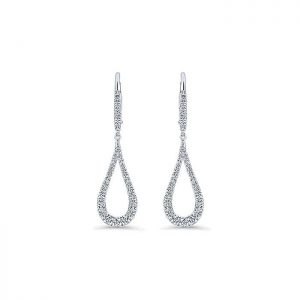 14k White Gold Diamond Drop Earrings EG13195W45JJ