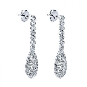 14k White Gold Diamond Drop Earrings EG9271W44JJ