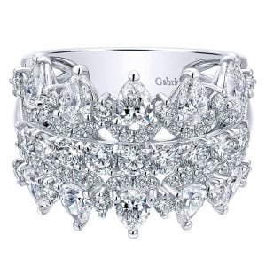 14k White Gold Diamond Fancy Anniversary Band AN12424W44JJ