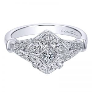 14k White Gold Victorian Fashion Ladies' Ring LR4399W44JJ