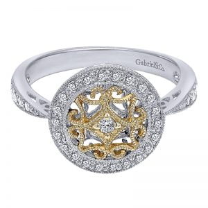 14k White Gold Victorian Fashion Ladies' Ring LR4670W45JJ