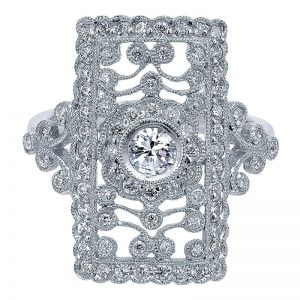 14k White Gold Victorian Fashion Ladies' Ring LR4681W44JJ