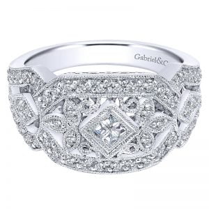 14k White Gold Victorian Fashion Ladies' Ring LR4736W44JJ