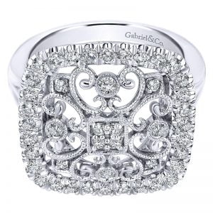 14k White Gold Victorian Fashion Ladies' Ring LR50101W45JJ