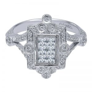 14k White Gold Victorian Fashion Ladies' Ring LR5194W44JJ
