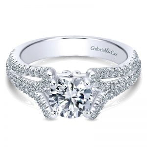 14k White Gold Diamond Free Form Engagement Ring ER10789W44JJ