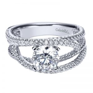 14k White Gold Diamond Free Form Engagement Ring ER5363W44JJ