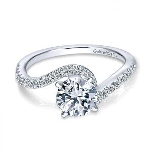 14K White Gold Diamond French Pave Bypass 14K White Gold Engagement Ring ER7232W44Jj