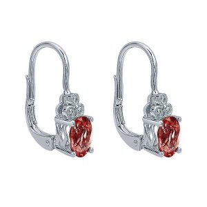 14k White Gold Diamond Garnet Drop Earrings EG10577W45GN