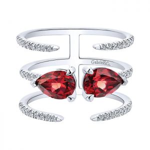 14k White Gold Diamond Garnet Fashion Ladies' Ring LR50950W45GN