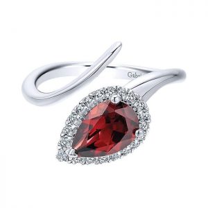 14k White Gold Diamond Garnet Fashion Ladies' Ring LR50977W45GN