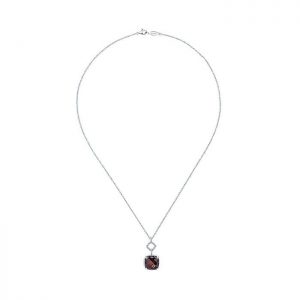 14k White Gold Diamond Garnet Fashion Necklace NK2642W44GN