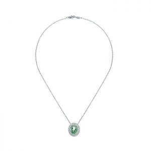 14k White Gold Diamond Green Amethyst Fashion Necklace NK2680W45GA