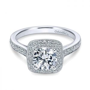 14K White Gold Diamond Halo Channel 14K White Gold Engagement Ring ER7525W44Jj