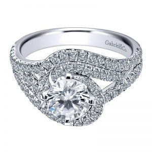 14k White Gold Diamond Halo Engagement Ring ER10102W44JJ