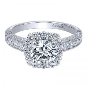 14k White Gold Diamond Halo Engagement Ring ER10105W44JJ