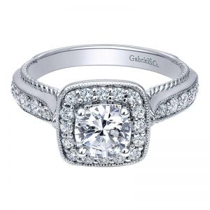 14k White Gold Diamond Halo Engagement Ring ER10106W44JJ