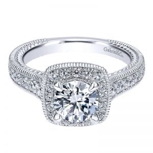 14k White Gold Diamond Halo Engagement Ring ER10107W44JJ