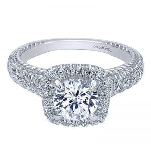 14k White Gold Diamond Halo Engagement Ring ER10108W44JJ