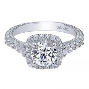 14k White Gold Diamond Halo Engagement Ring ER10109W44JJ