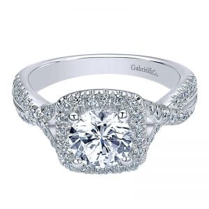 14k White Gold Diamond Halo Engagement Ring ER10111W44JJ