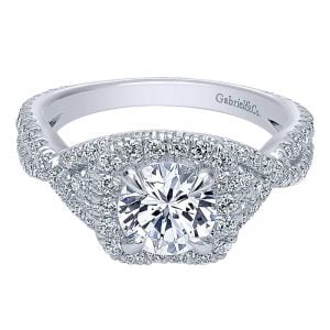 14k White Gold Diamond Halo Engagement Ring ER10192W44JJ