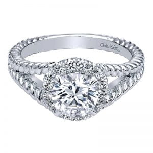 14k White Gold Diamond Halo Engagement Ring ER10194W44JJ