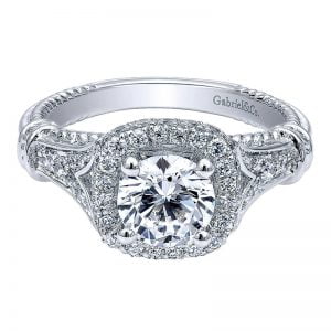 14k White Gold Diamond Halo Engagement Ring ER10237W44JJ