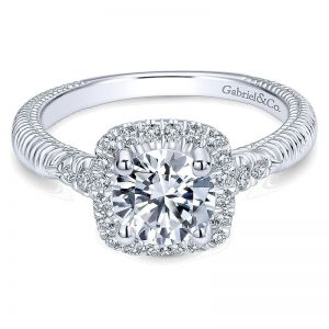 14K White Gold Diamond Halo 14K White Gold Engagement Ring ER10280W44Jj