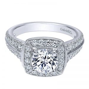 14k White Gold Diamond Halo Engagement Ring ER10284W44JJ