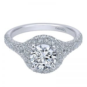 14k White Gold Diamond Halo Engagement Ring ER10289W44JJ