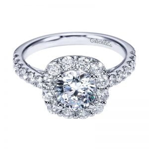 14k White Gold Diamond Halo Engagement Ring ER10385W44JJ