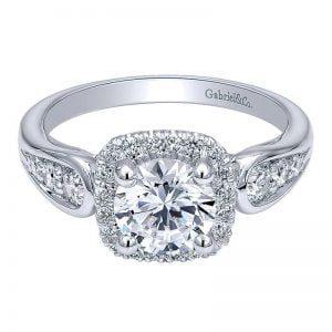 14k White Gold Diamond Halo Engagement Ring ER10440W44JJ