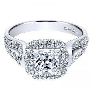 14k White Gold Diamond Halo Engagement Ring ER10908W44JJ