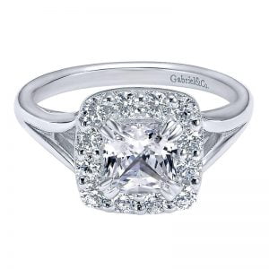 14k White Gold Diamond Halo Engagement Ring ER10930W44JJ