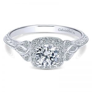 14k White Gold Diamond Halo Engagement Ring ER11866R2W44JJ