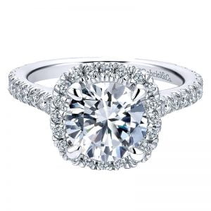 14k White Gold Diamond Halo Engagement Ring ER12559W44JJ