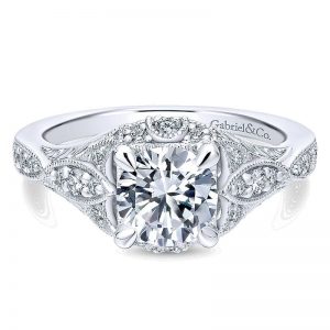 14K White Gold Diamond Halo 14K White Gold Engagement Ring ER12580R4W44Jj