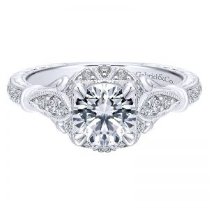 14K White Gold Diamond Halo 14K White Gold Engagement Ring ER12581R4W44Jj